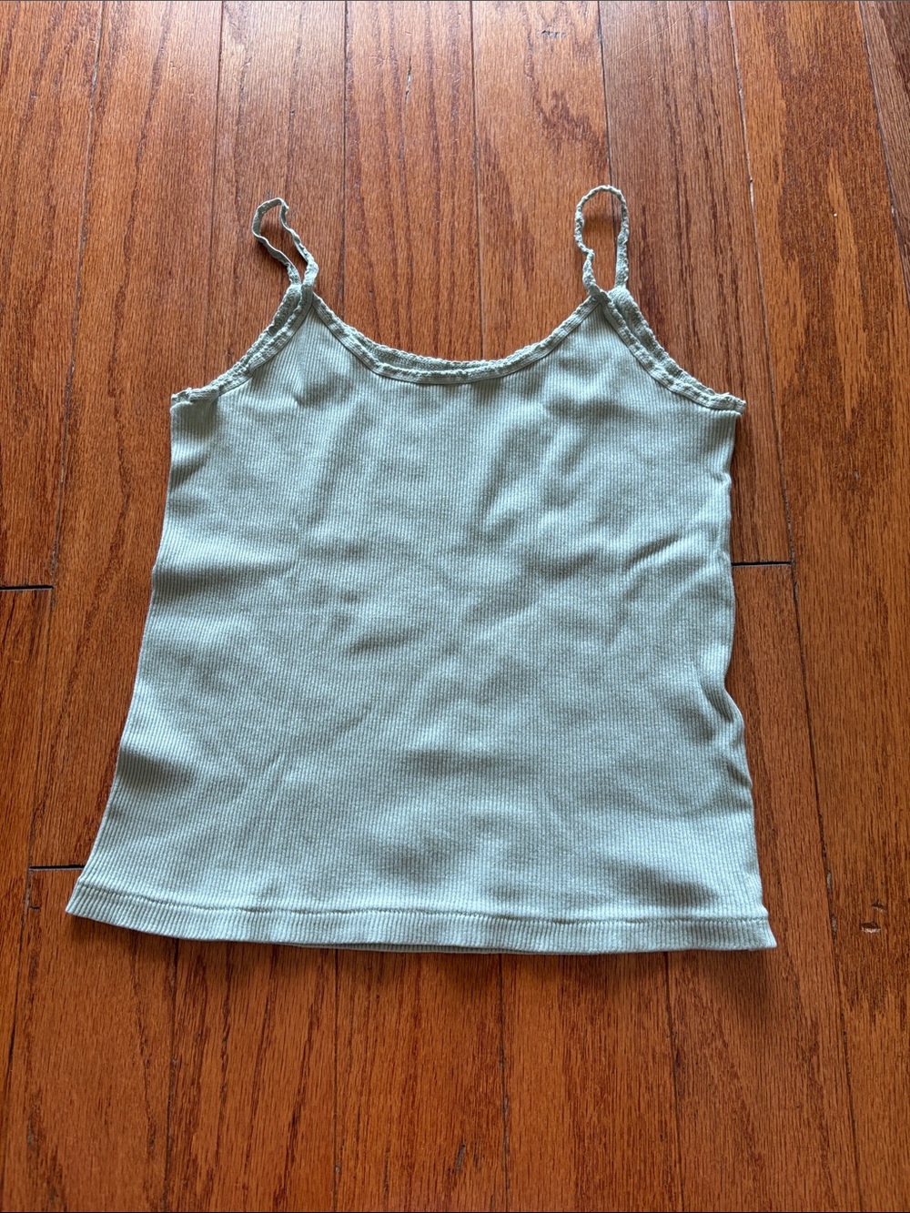 Light Sage Ribbed Spaghetti Tank Top